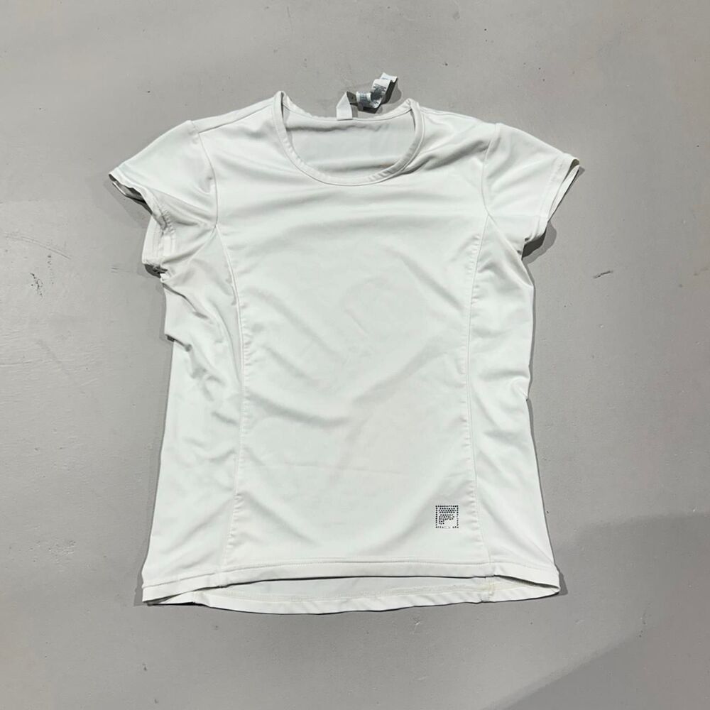 FILA Women's Small White Spandex Fitted Athletic Baby Tee